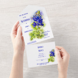 Schöne Bluebonnet-Blüte, Moderne Hochzeit All In One Einladung
