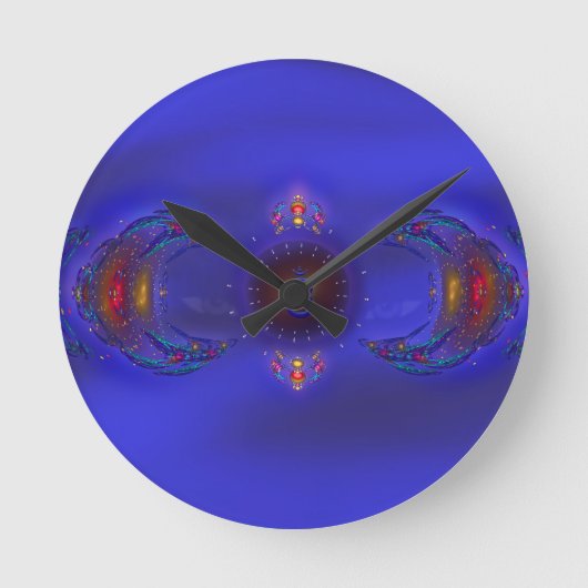 Schöne Blues-Timeless Zeit-Stück Ajna Runde Wanduhr (Vorderseite)