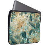 Schöne blühende Blumen mit Grün-Gold-Muster Laptopschutzhülle (Vorne Rechts)