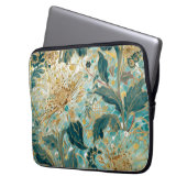 Schöne blühende Blumen mit Grün-Gold-Muster Laptopschutzhülle (Vorderseite Links)