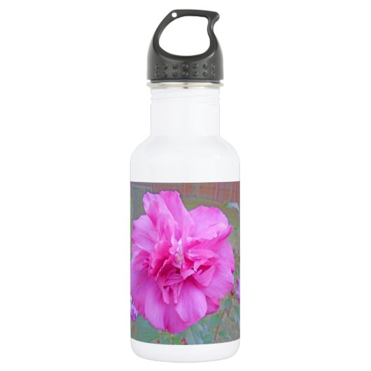 Schöne blühende Fuschia-Rose Edelstahlflasche (Vorderseite)