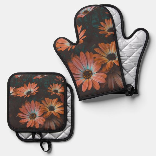 Schöne blühende Moderne Ofenhandschuh & Topflappen-Set (Vorderseite/Rückseite)