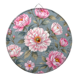 Schöne blühende rosa Blumen Dartscheibe