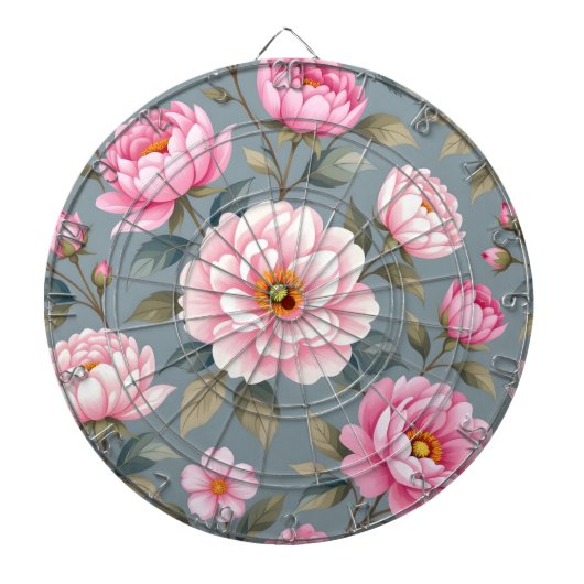 Schöne blühende rosa Blumen Dartscheibe (vorne)