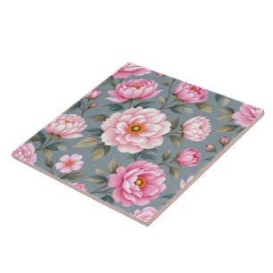 Schöne blühende rosa Blumen Fliese