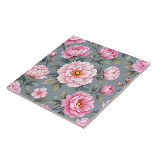 Schöne blühende rosa Blumen Fliese (Seite)