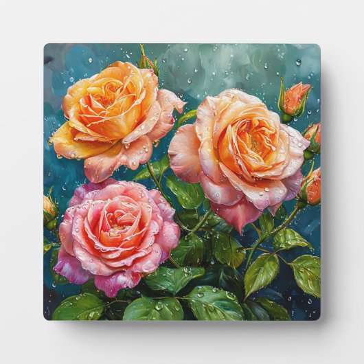 Schöne blühende Rose mit Wassertropfen Fotoplatte (Vorderseite)