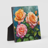 Schöne blühende Rose mit Wassertropfen Fotoplatte (Vorderseite)