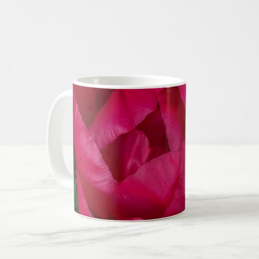 Schöne blühende Rote Peony Kaffeetasse (Vorderseite Links)