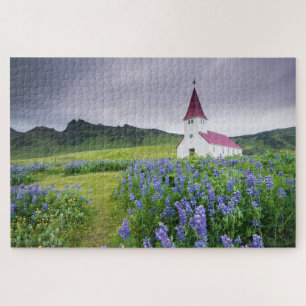 Schöne Blume Alte Kirche Vic Reisen Island Puzzle