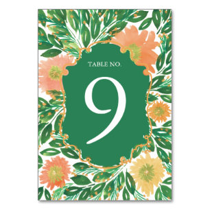 Schöne Blume Aquarellmalerei Tischnummer