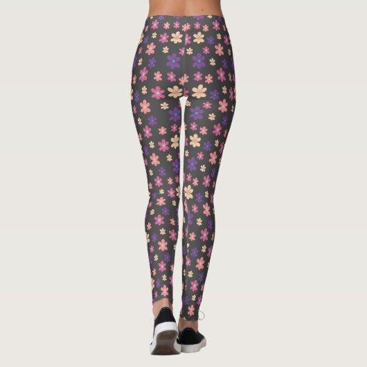 Schöne Blume auf dunkelbraunem Hintergrund Leggings (Rückseite)