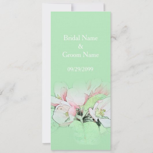 Schöne Blume aus rosa Apfeln bei grüner Hochzeit Einladung (Rückseite)