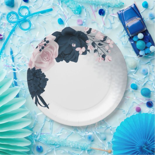 Schöne Blume aus Rosa und Marine Pappteller (Party)