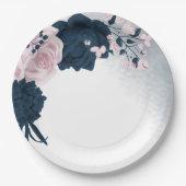 Schöne Blume aus Rosa und Marine Pappteller (Vorderseite)