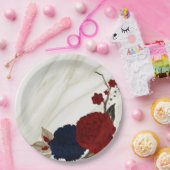 Schöne Blume aus Rot und Marine Pappteller (Party)