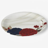 Schöne Blume aus Rot und Marine Pappteller (Schrägansicht)