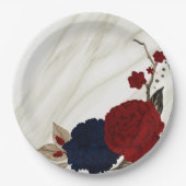 Schöne Blume aus Rot und Marine Pappteller (Vorderseite)