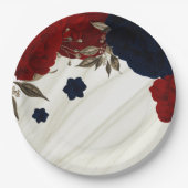 Schöne Blume aus Rot und Marine Pappteller (Vorderseite)