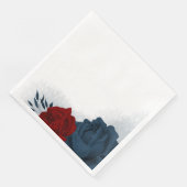 Schöne Blume aus Rot und Marine Serviette (Ecke)