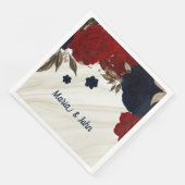 Schöne Blume aus Rot und Marine Serviette (Ecke)