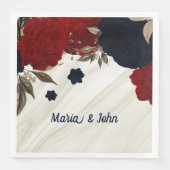 Schöne Blume aus Rot und Marine Serviette (Vorderseite)