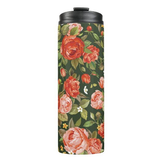 Schöne Blume aus Torf nahtlos Thermosbecher (Vorderseite)