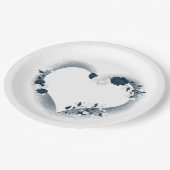 Schöne Blume aus Weiß und Marine Pappteller (Schrägansicht)