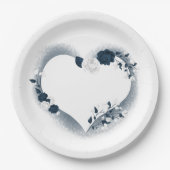 Schöne Blume aus Weiß und Marine Pappteller (Vorderseite)