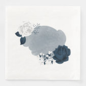 Schöne Blume aus Weiß und Marine Serviette (Vorderseite)