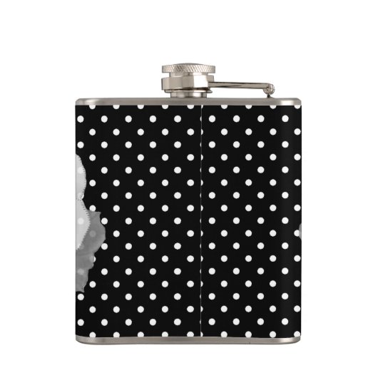 Schöne Blume aus Weiß und Schwarz Flachmann (Rückseite)