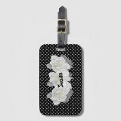 Schöne Blume aus Weiß und Schwarz Gepäckanhänger (Vorderseite Vertikal)