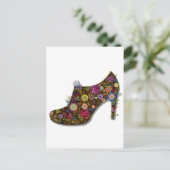 Schöne Blume & Bird Shoe Retro Postkarte (Stehend Vorderseite)