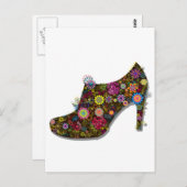 Schöne Blume & Bird Shoe Retro Postkarte (Vorne/Hinten)