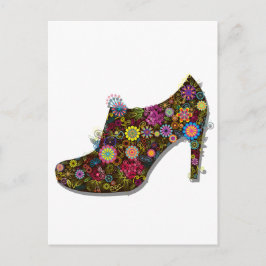 Schöne Blume & Bird Shoe Retro Postkarte