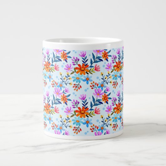 Schöne Blume Blätter Muster-6587 Jumbo-Tasse (Vorderseite)