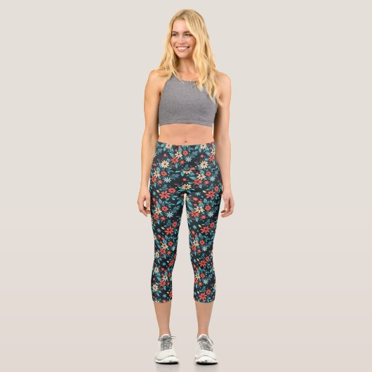 Schöne Blume Blumenmuster-48965 Capri Leggings (Vorderseite)