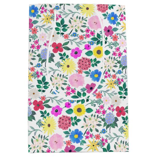 Schöne Blume Botanische Aquarellmalerei Mittlere Geschenktüte (Vorderseite)