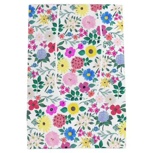 Schöne Blume Botanische Aquarellmalerei Mittlere Geschenktüte (Rückseite)