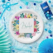 Schöne Blume Botanische Aquarellmalerei Pappteller (Party)