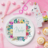 Schöne Blume Botanische Aquarellmalerei Pappteller (Party)