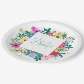 Schöne Blume Botanische Aquarellmalerei Pappteller (Schrägansicht)