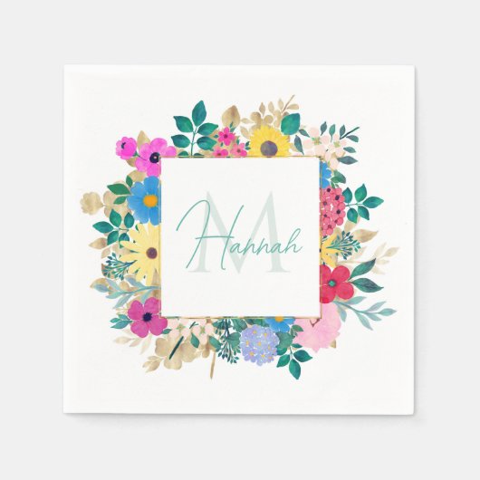 Schöne Blume Botanische Aquarellmalerei Serviette (Vorderseite)