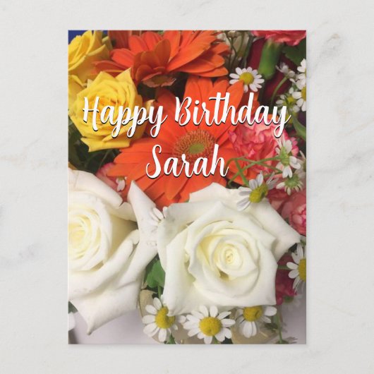 Schöne Blume Bouquet Custom Happy Birthday Postkarte (Vorderseite)
