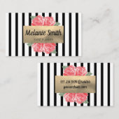 Schöne Blume Chic Vertikal gestreift Visitenkarte (Vorne/Hinten)