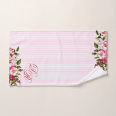 Schöne Blume Elegante Monogramm PInk Streifen Badhandtuch Set (Handtuch)