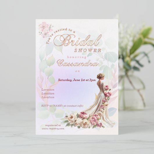 Schöne Blume Feminine Bridal Dusche Einladung (Stehend vorne)