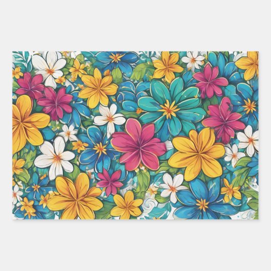 Schöne Blume, floral Gemustert Geschenkpapier Set (Vorderseite 3)