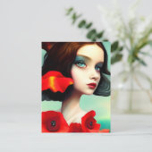 Schöne Blume für Frauen und Rote Mohn Postkarte (Stehend Vorderseite)