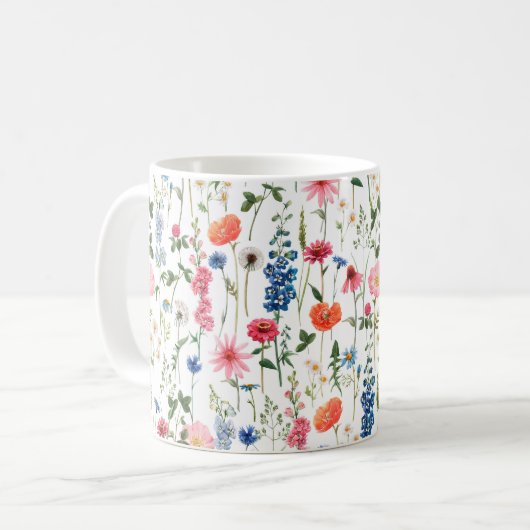 Schöne Blume Garten nahtlos Muster Kaffeetasse (Vorderseite Links)